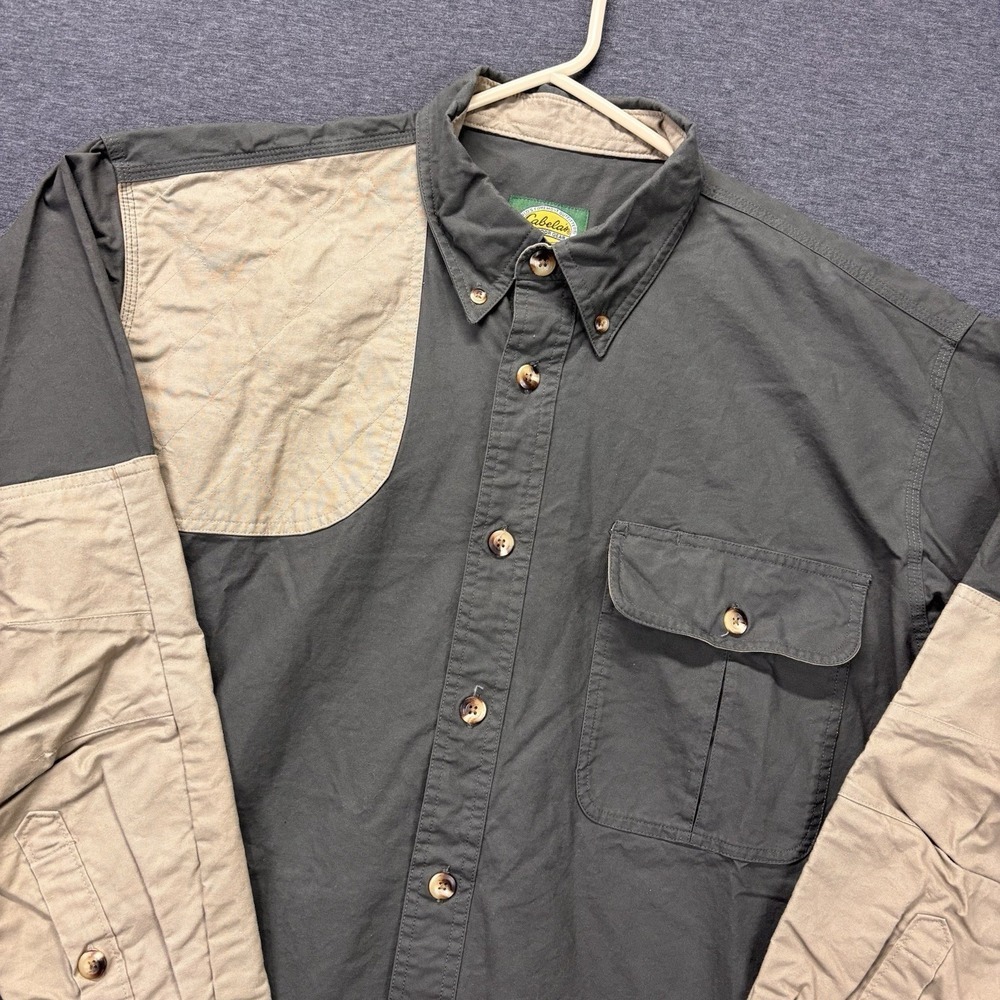 Cabela's‎ Shooting Shirt Mens Large Long Sleeve Green Button Down Outdoors Hunt